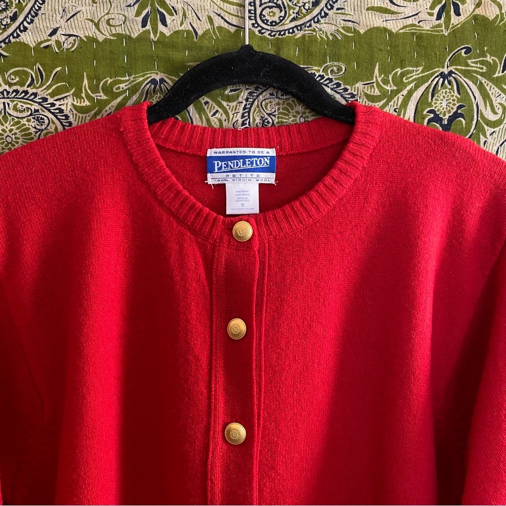 Pendleton Red Virgin Wool Button Down Grandma Sca… - image 2